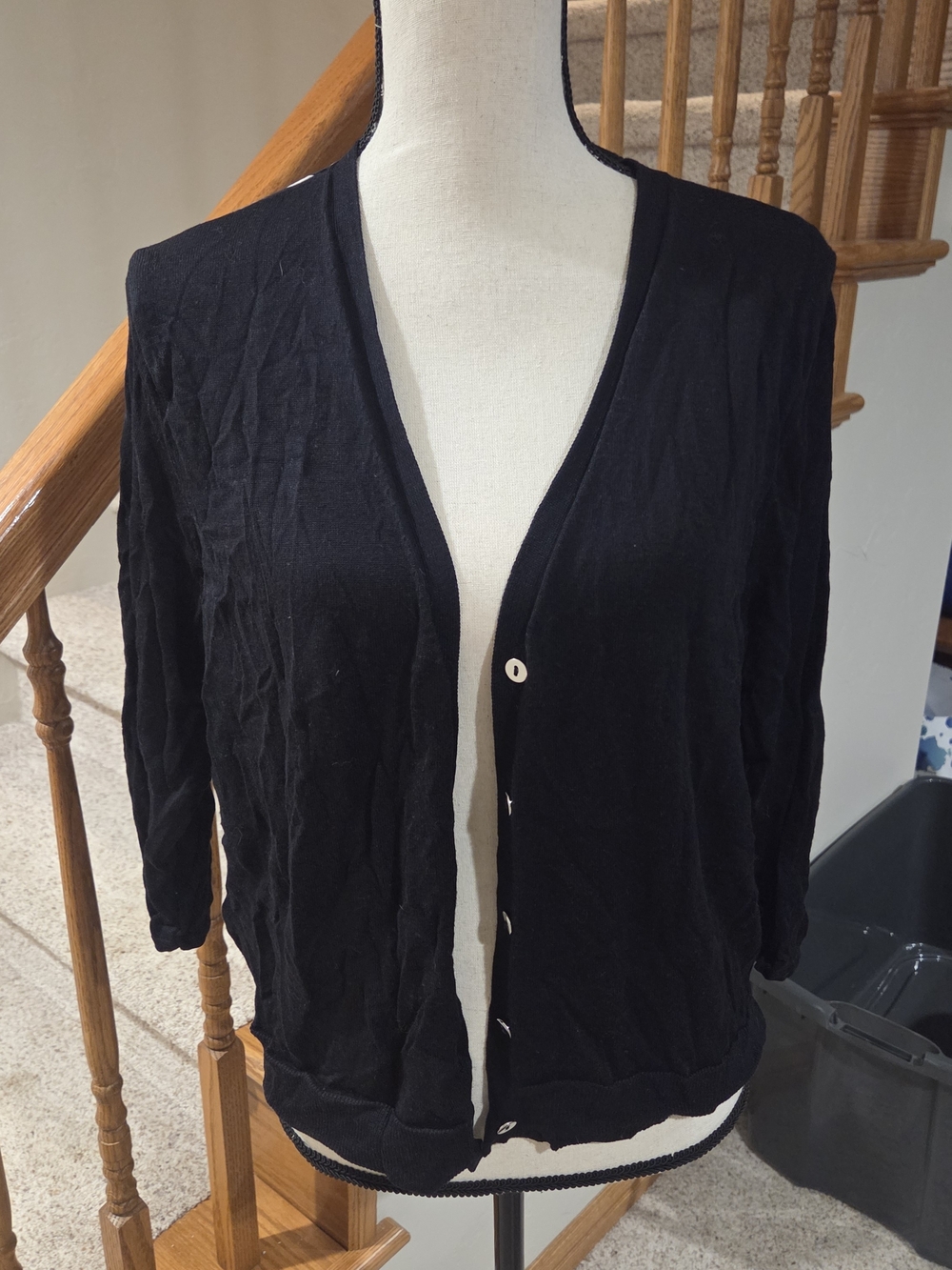 Alfani Black V-Neck Button Front Women's Cardigan